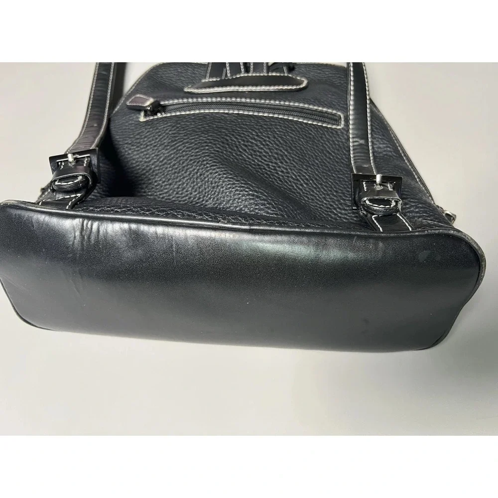 Vintage Charles Hubert Black Leather Backpack Purse Bag
